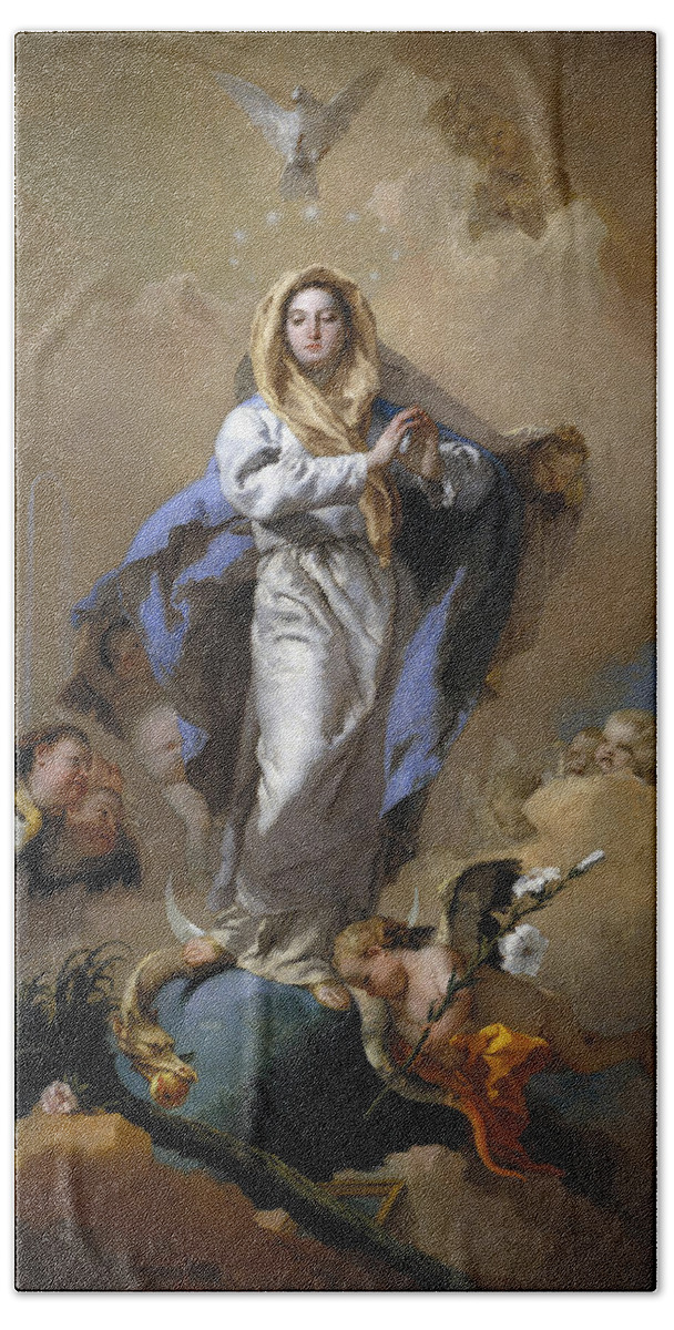 Giovanni Battista Tiepolo. The Immaculate Conception Hand Towel featuring the painting The Immaculate Conception by Giovanni Battista Tiepolo