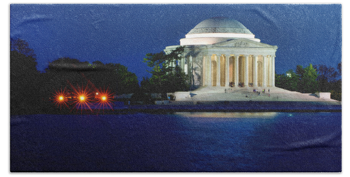 America Bath Towel featuring the photograph The Jefferson Memorial at the Blue Hour of Twilight by Mitchell R Grosky