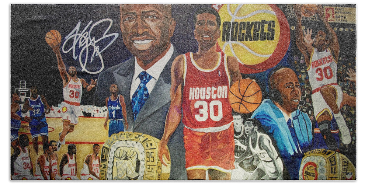 Nba Kenny Smith Sports Basketball Hand Towel featuring the painting The Jet by Femme Blaicasso