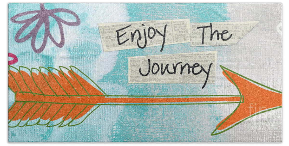Arrow Hand Towel featuring the painting The Journey by Linda Woods