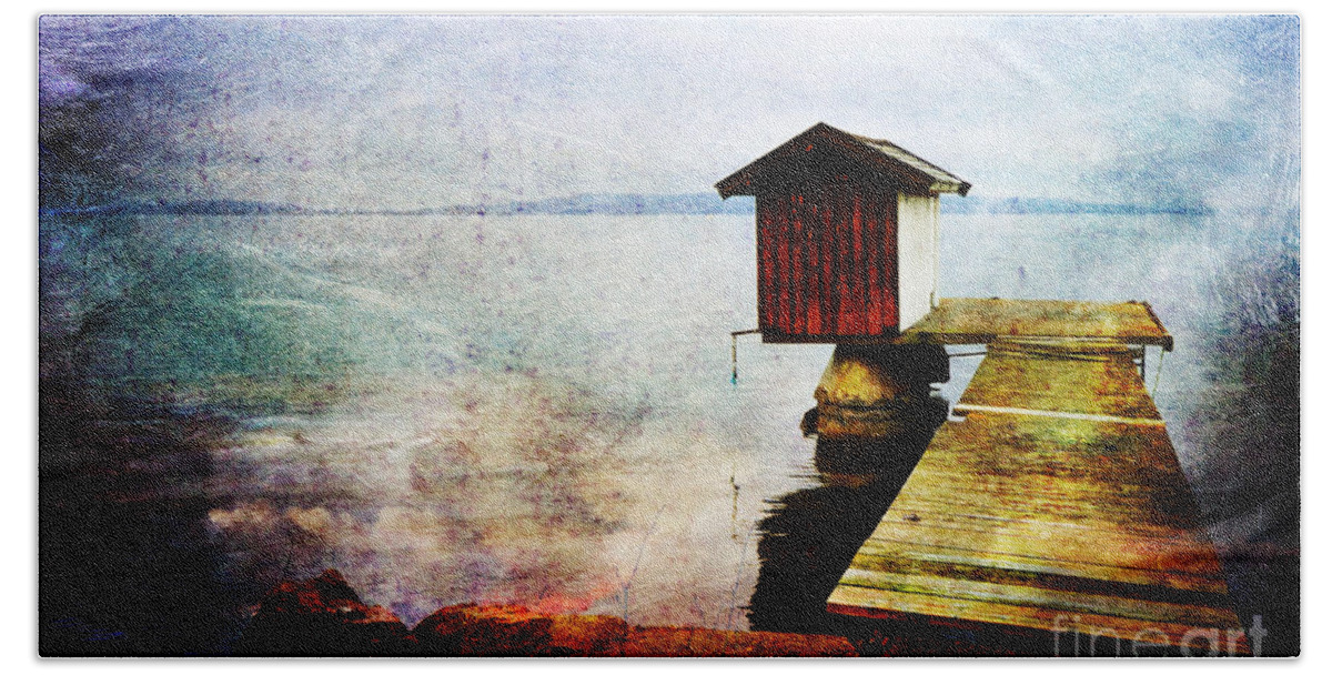 Textures Hand Towel featuring the photograph The Little Bath House by Randi Grace Nilsberg