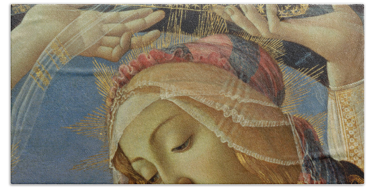 The Bath Sheet featuring the painting The Madonna of the Magnificat by Botticelli by Sandro Botticelli