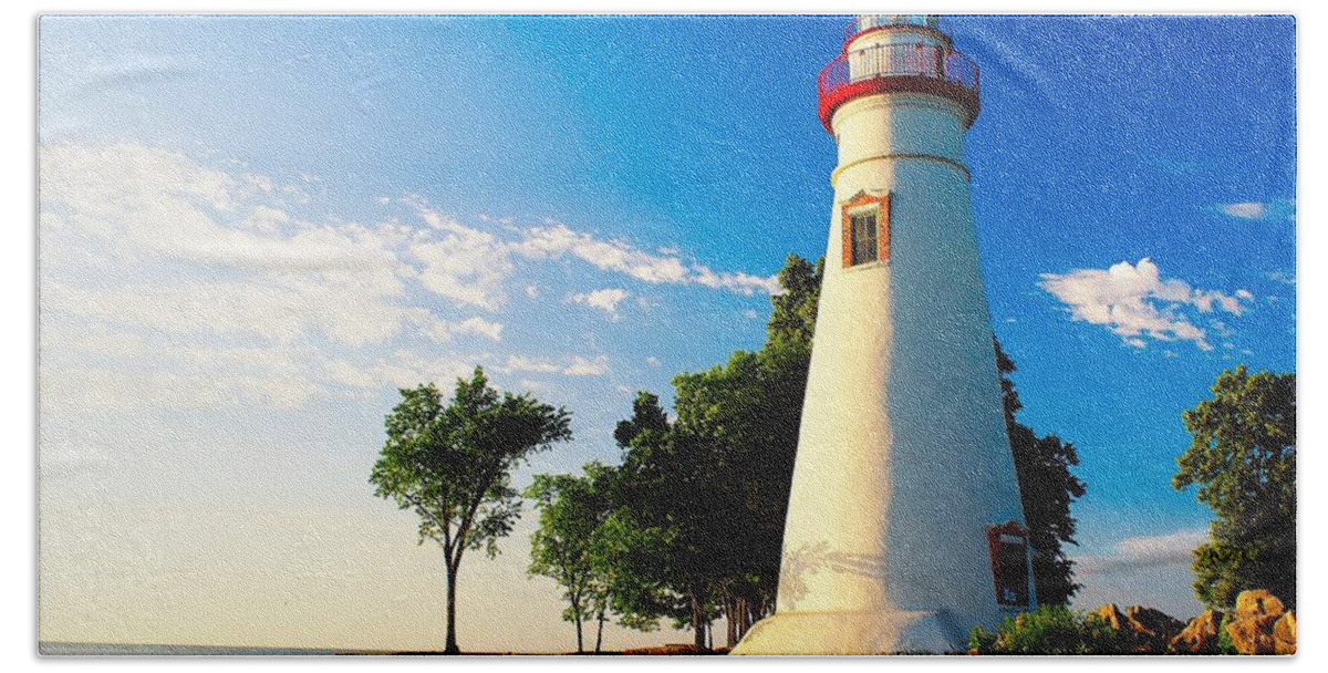 Lighthouse Hand Towel featuring the photograph The Marblehead Light by Nick Zelinsky Jr