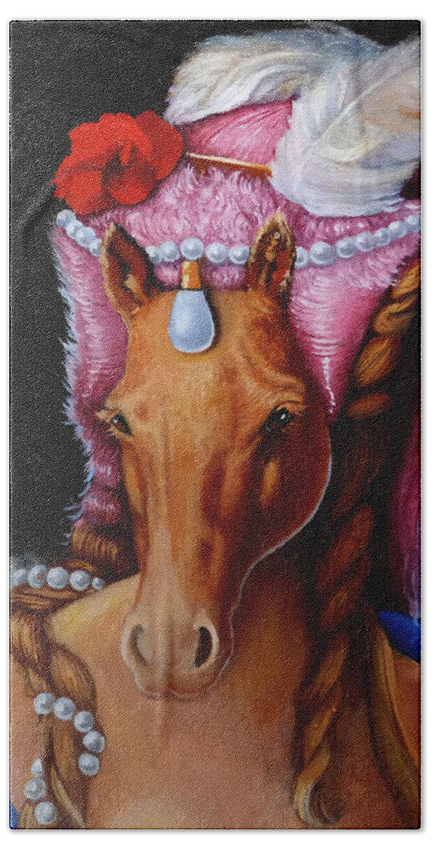 Horse Bath Towel featuring the painting The Mare As Queen by Catherine Twomey