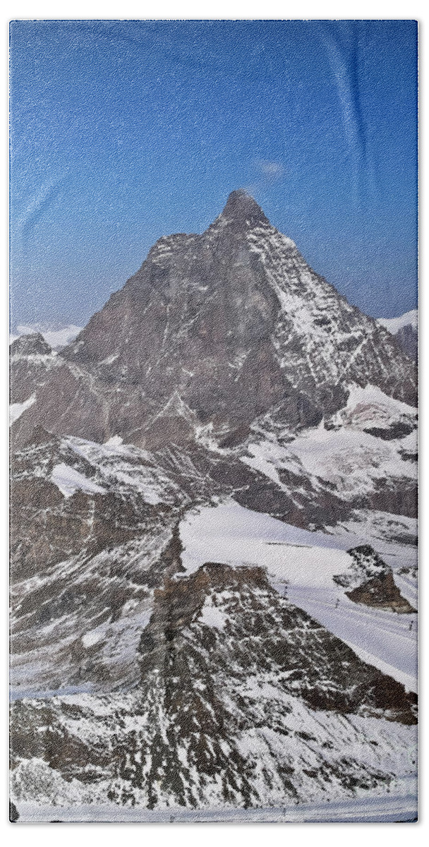 Travel Hand Towel featuring the photograph Skiing Under the Matterhorn by Elvis Vaughn