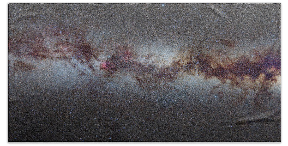 Milky Way Hand Towel featuring the photograph The Milky Way from Scorpio and Antares to Perseus by Guido Montanes Castillo