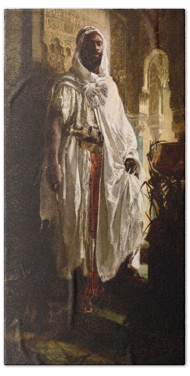 Eduard Charlemont Bath Towel featuring the painting The Moorish Chief by Eduard Charlemont