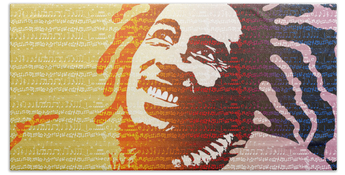 Reggae Hand Towel featuring the digital art The Music Lives On by Anthony Mwangi