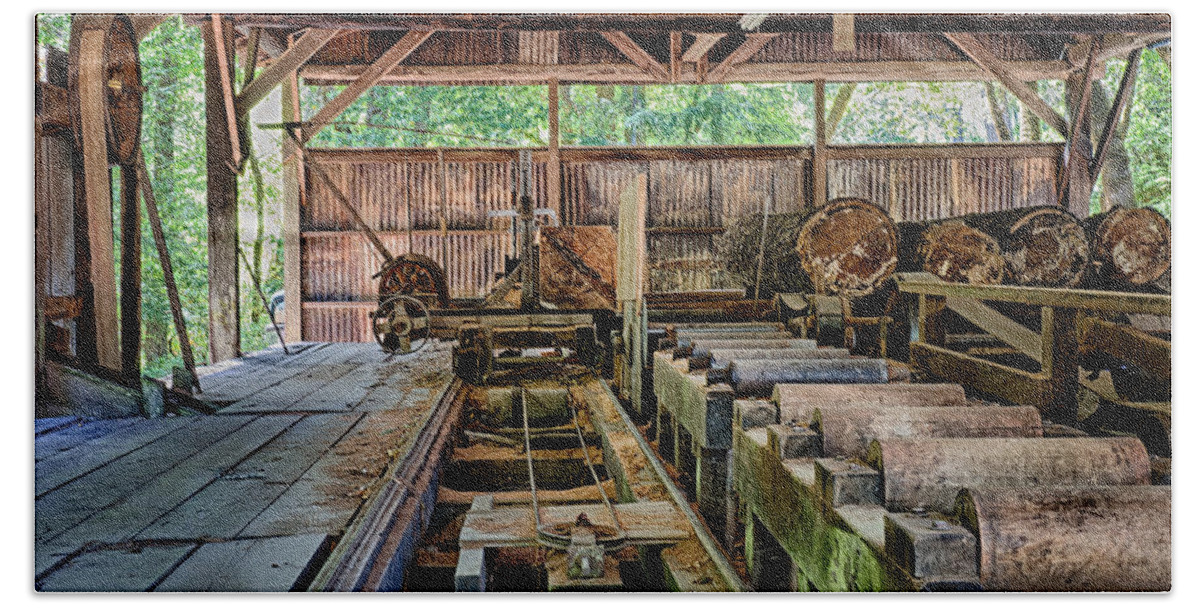 Vintage Bath Towel featuring the photograph The Old Sawmill by Betty Depee