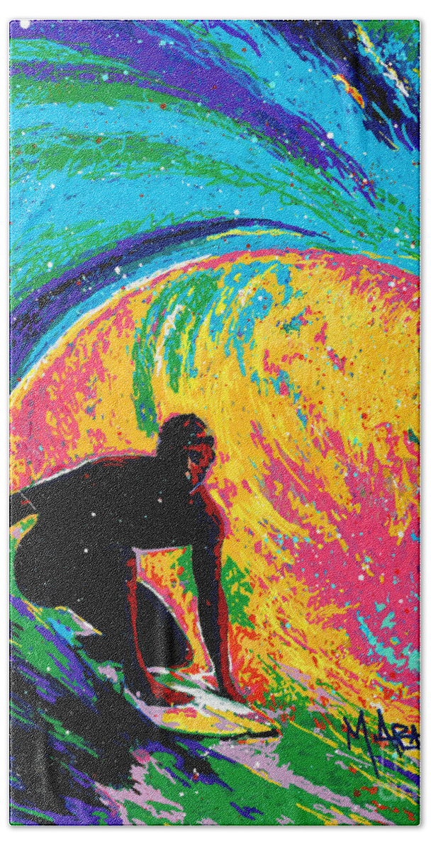 Wave Bath Towel featuring the painting The Perfect Wave by Maria Arango
