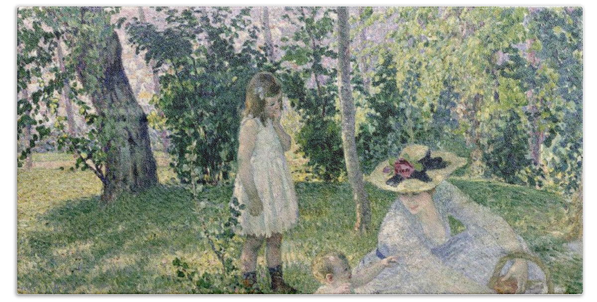 Basket; Straw Hat; Mother; Post-impressionist; Baby; Child; Trees; Shade; Idyll Bath Towel featuring the painting The Picnic by Henri Lebasque