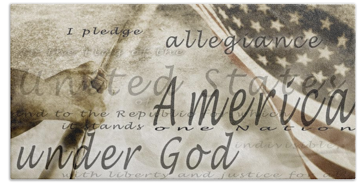 America Bath Towel featuring the photograph The Pledge Of Allegiance And An by Chris and Kate Knorr