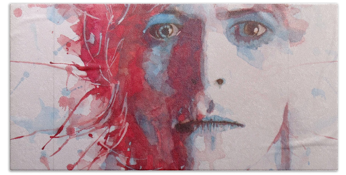 David Bowie Hand Towel featuring the painting The Prettiest Star by Paul Lovering