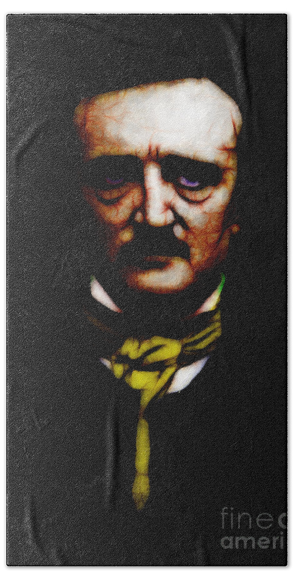 Edgar Bath Towel featuring the photograph The Raven - Edgar Allan Poe by Wingsdomain Art and Photography