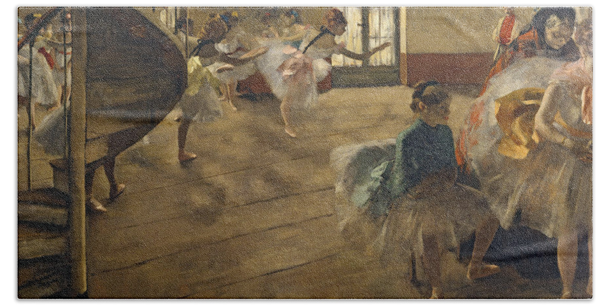 Impressionist Bath Sheet featuring the painting The Rehearsal, C.1877 by Edgar Degas