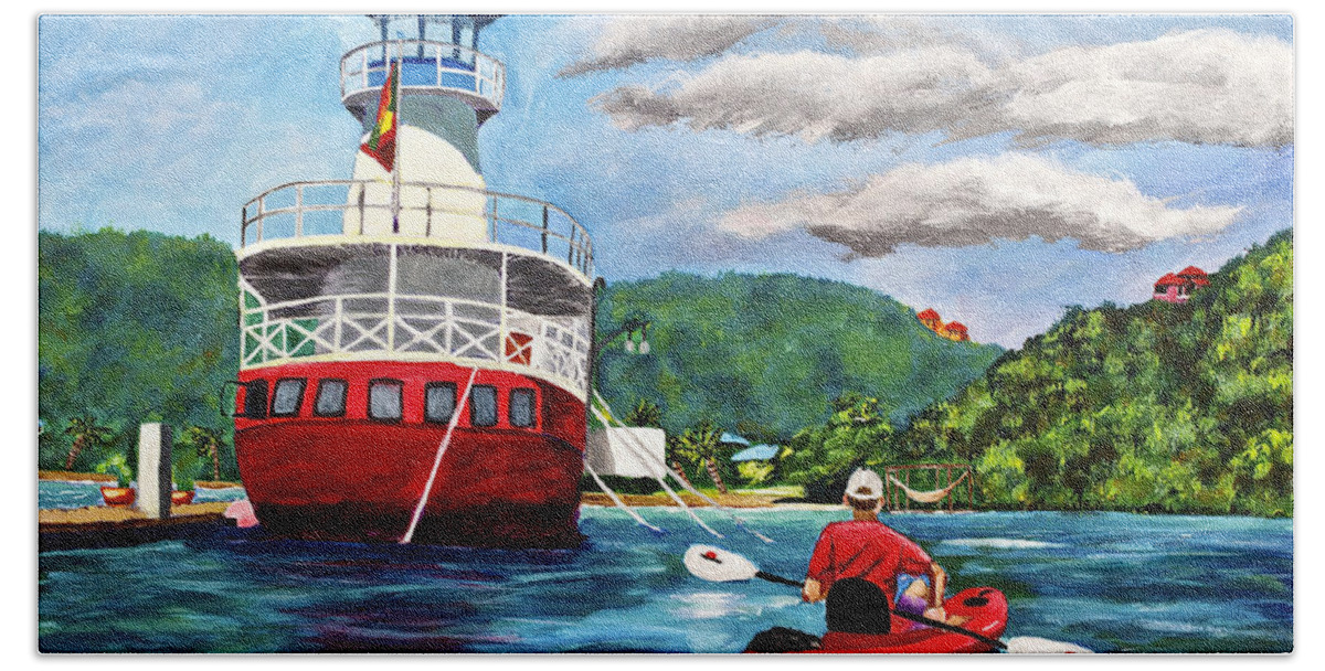 Boat Hand Towel featuring the painting Out Kayaking by Laura Forde