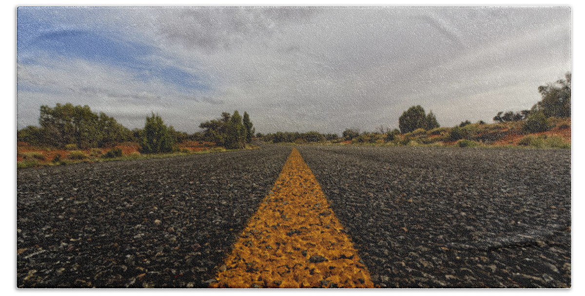 Deserted Road Bath Towel featuring the photograph The road less traveled by Jonathan Davison
