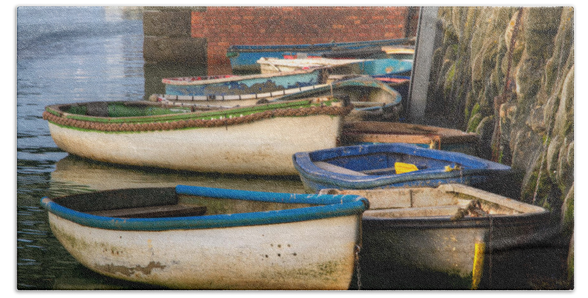2012 Bath Towel featuring the photograph The Rowboats of Folkestone by Tim Stanley
