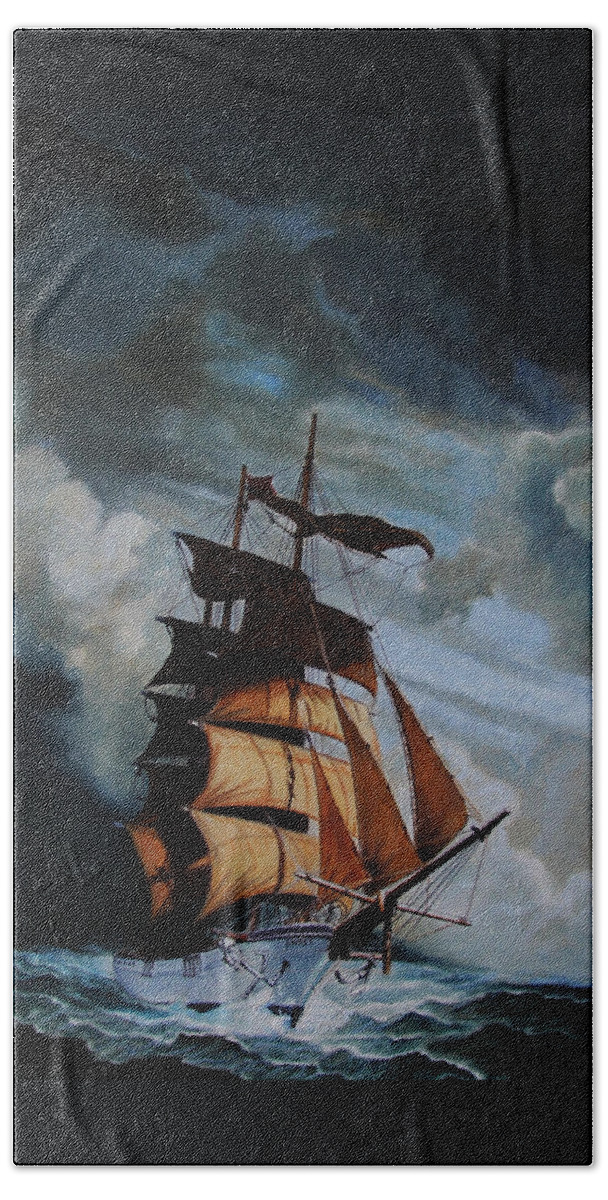Whelan Art Hand Towel featuring the painting The Sea Wolf by Patrick Whelan