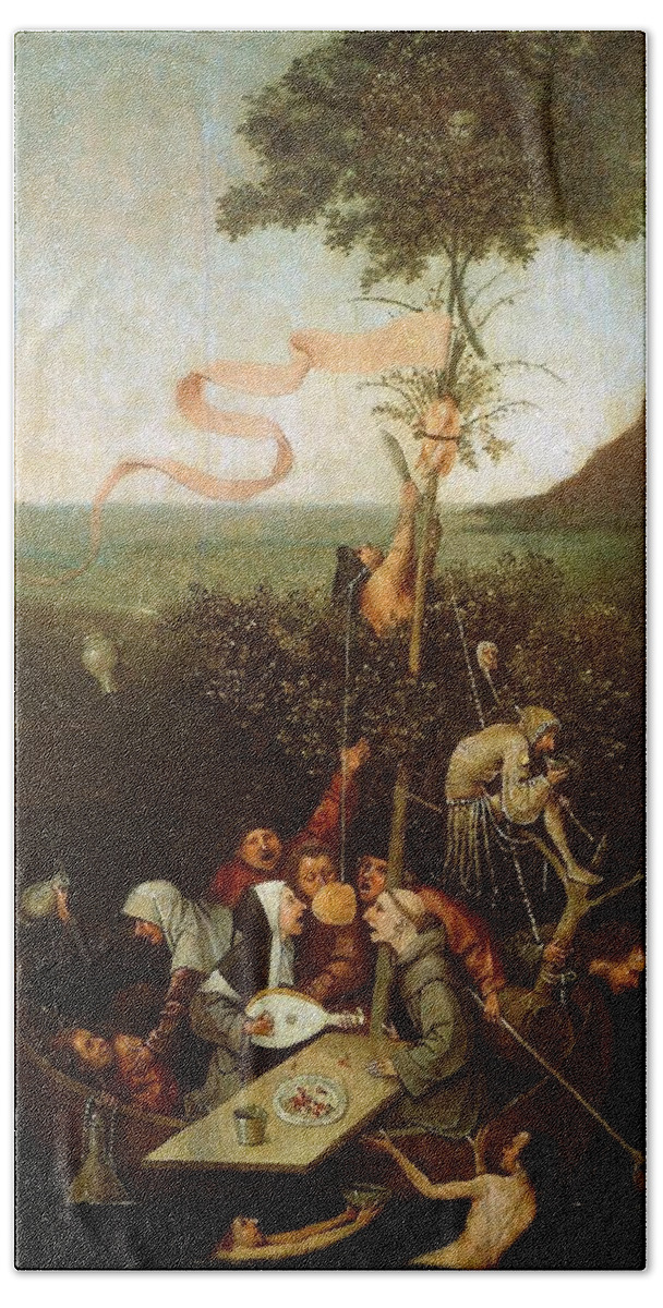 1494-1516 Bath Towel featuring the painting The Ship of Fools by Hieronymus Bosch