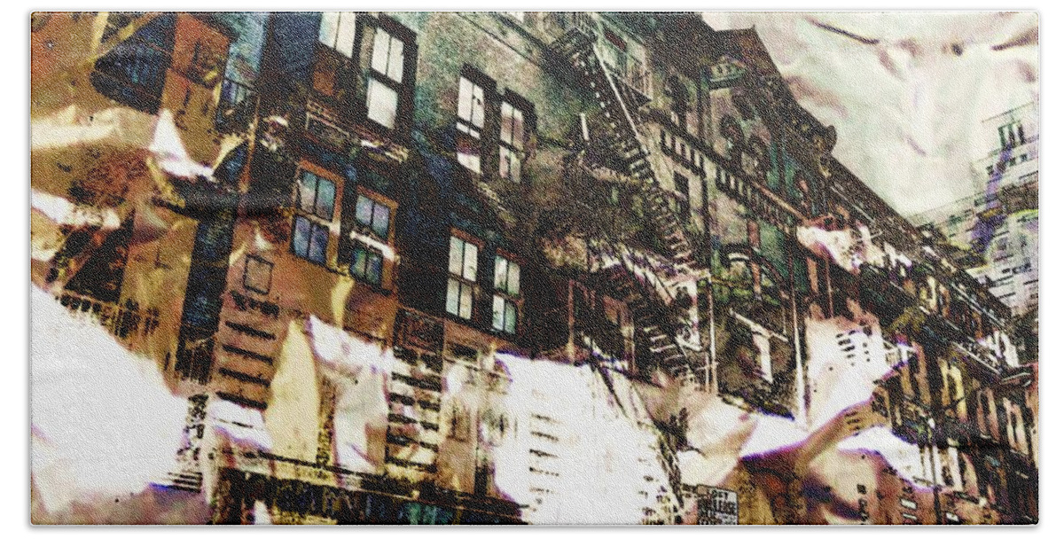 Fractal Art Bath Towel featuring the digital art The Silver Factory / 231 East 47th Street by Elizabeth McTaggart