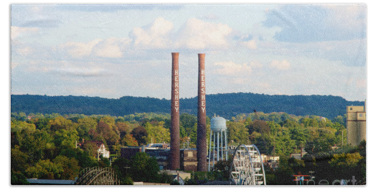 Chimney Bath Towel featuring the photograph The Smoke Stacks Stand Resolute by Mark Dodd