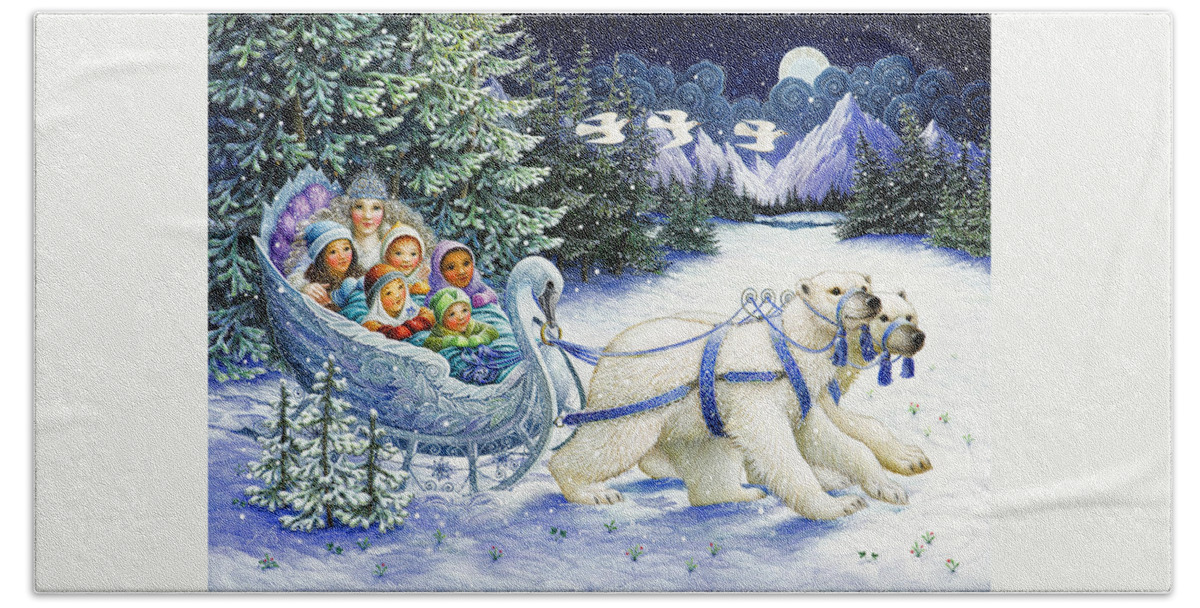 Christmas Hand Towel featuring the painting The Snow Queen by Lynn Bywaters