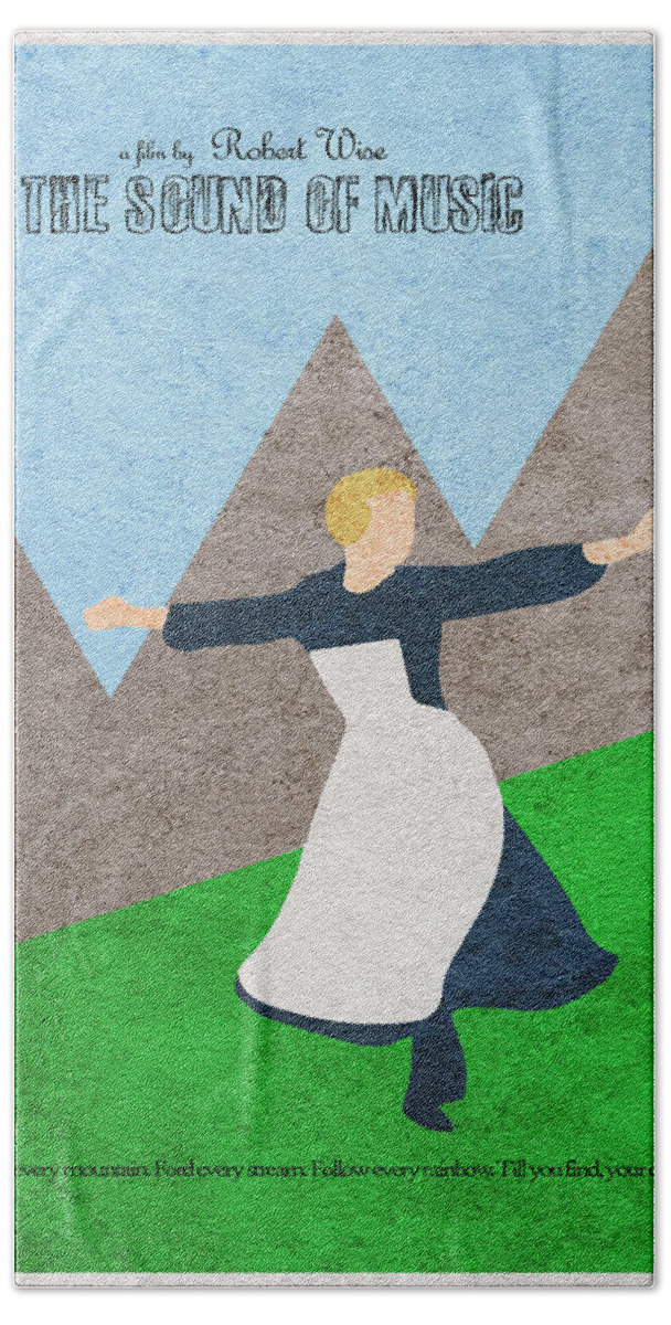 The Sound Of Music Hand Towel featuring the painting The Sound of Music by Inspirowl Design