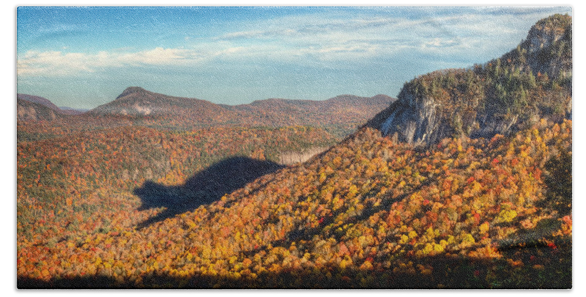 Bear Bath Towel featuring the photograph North Carolina Autumn Mountain Bear Shadow NC by Dave Allen