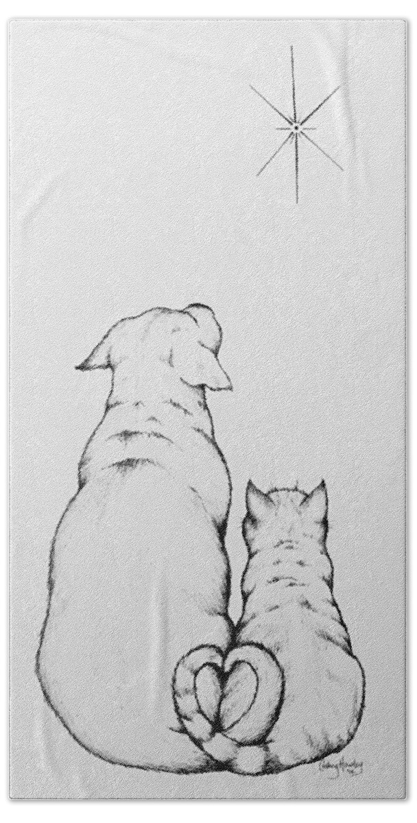 Dog Hand Towel featuring the drawing The Star by Catherine Howley