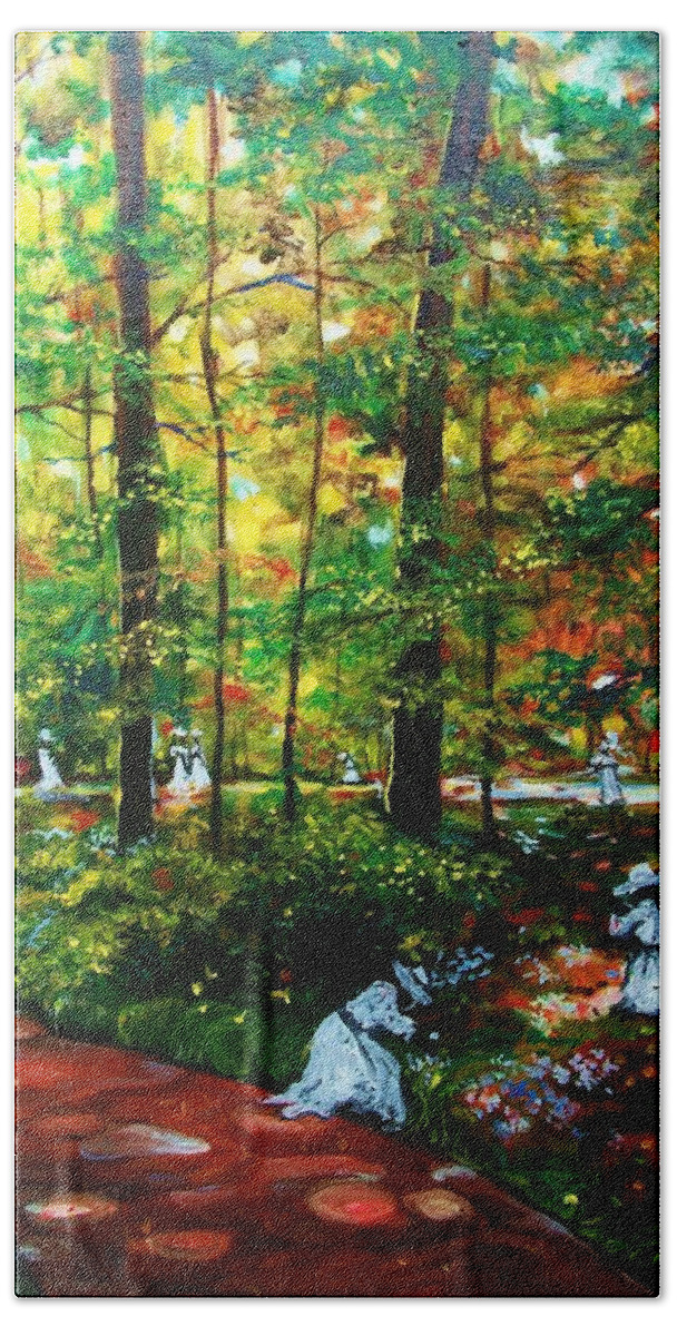 Landscape Hand Towel featuring the painting The Trials by Emery Franklin