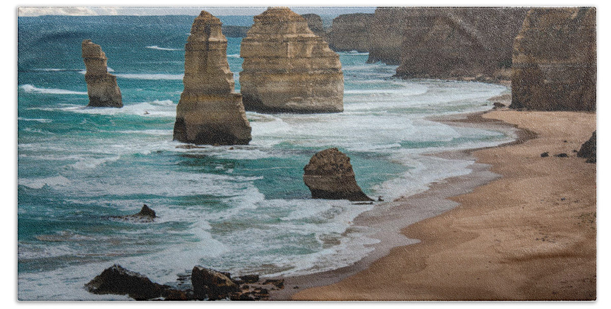 Acrylic Print Hand Towel featuring the photograph The Twelve Apostles by Harry Spitz