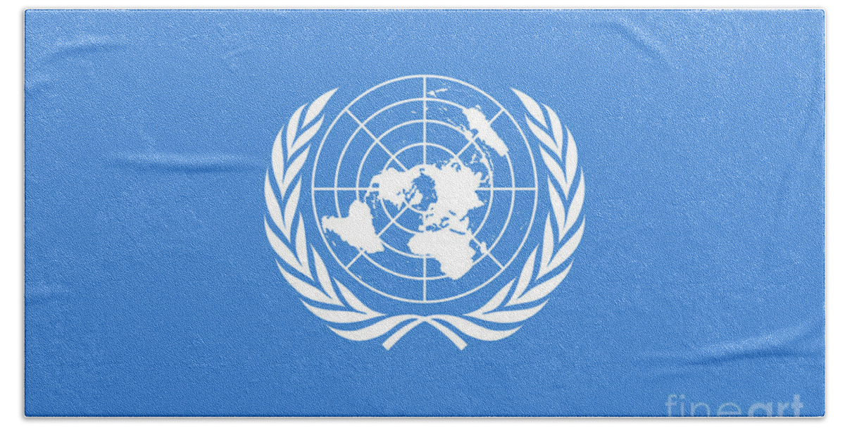 United Nations Bath Towel featuring the digital art The United Nations Flag Authentic version by Bruce Stanfield