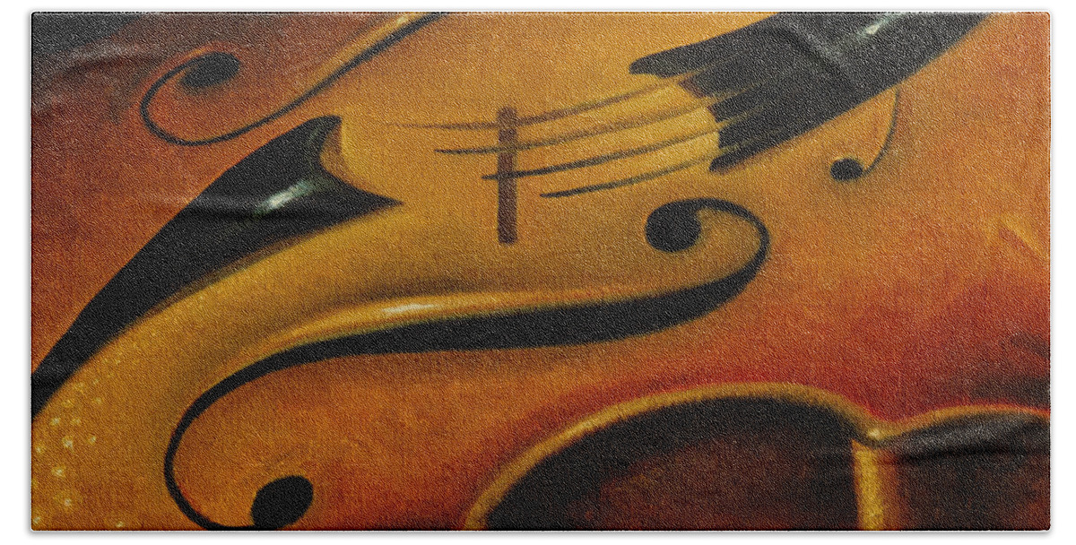 Violin Bath Towel featuring the painting The Warmth of a Violin by T S Carson