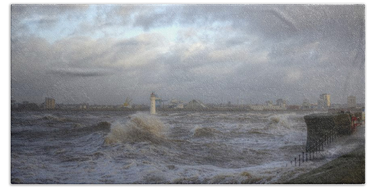 Lighthouse Bath Towel featuring the photograph The Wild Mersey 2 by Spikey Mouse Photography