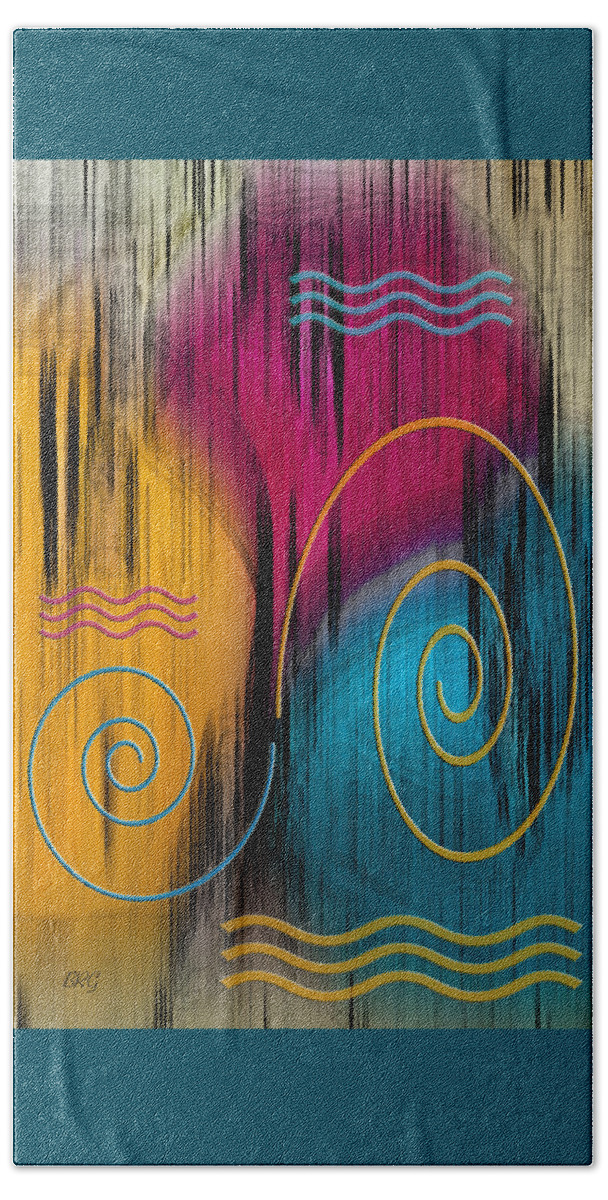 Multicolored Abstract Bath Towel featuring the digital art Theater by Ben and Raisa Gertsberg