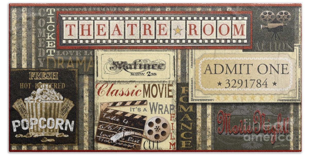 Digital Art Hand Towel featuring the digital art Theatre Room by Jean Plout