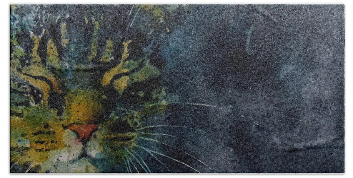 Tabby Hand Towel featuring the painting Thinking Of You by Paul Lovering