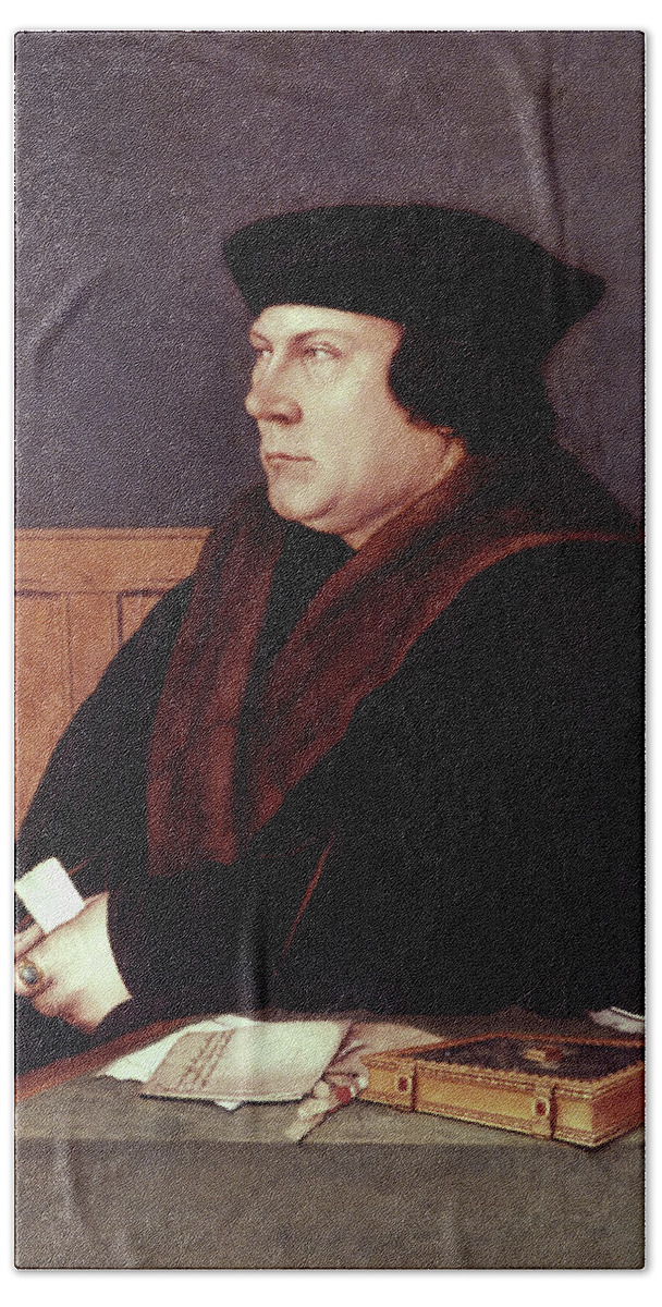 1534 Bath Towel featuring the painting Thomas Cromwell by Hans Holbein the Younger