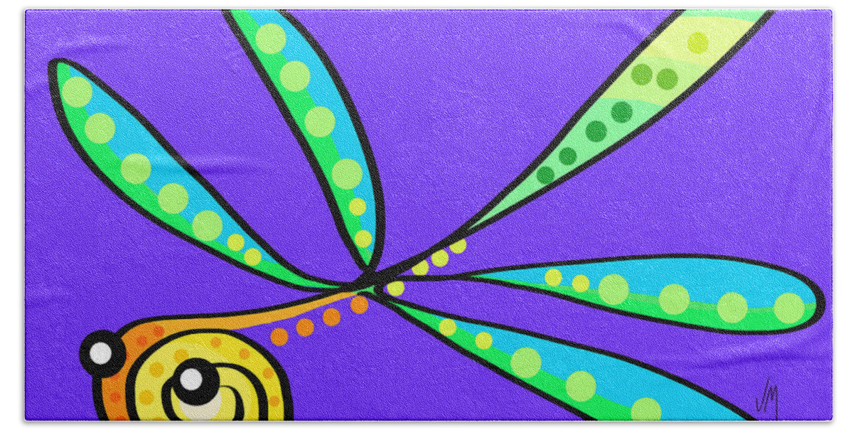Dragonfly Bath Towel featuring the digital art Thoughts and colors series dragonfly by Veronica Minozzi