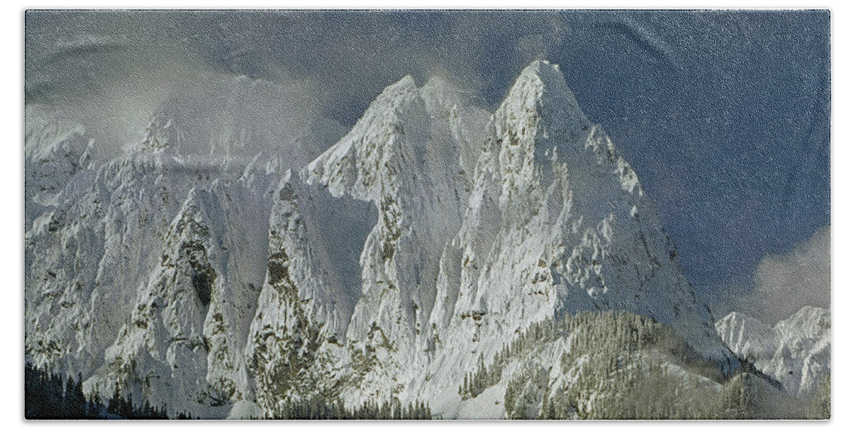 Three Peaks Hand Towel featuring the photograph 1M4503-Three Peaks of Mt. Index by Ed Cooper Photography