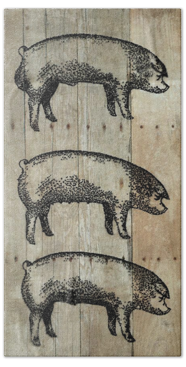 Chester White Boar Bath Towel featuring the photograph Three Pigs 1 by Larry Campbell