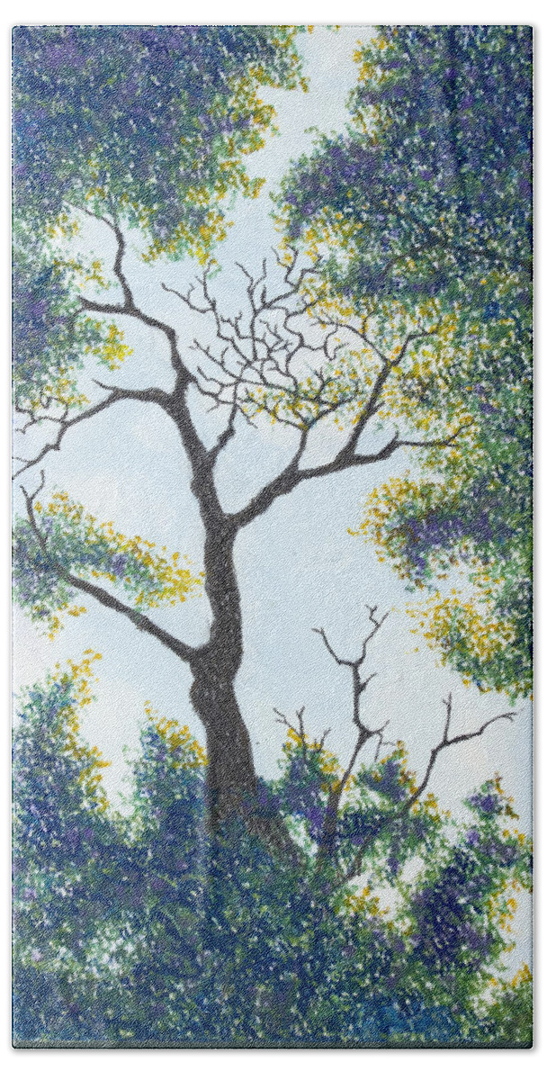Ozarks Bath Towel featuring the pastel Through the Tree - Lake of the Ozarks by Michele Fritz