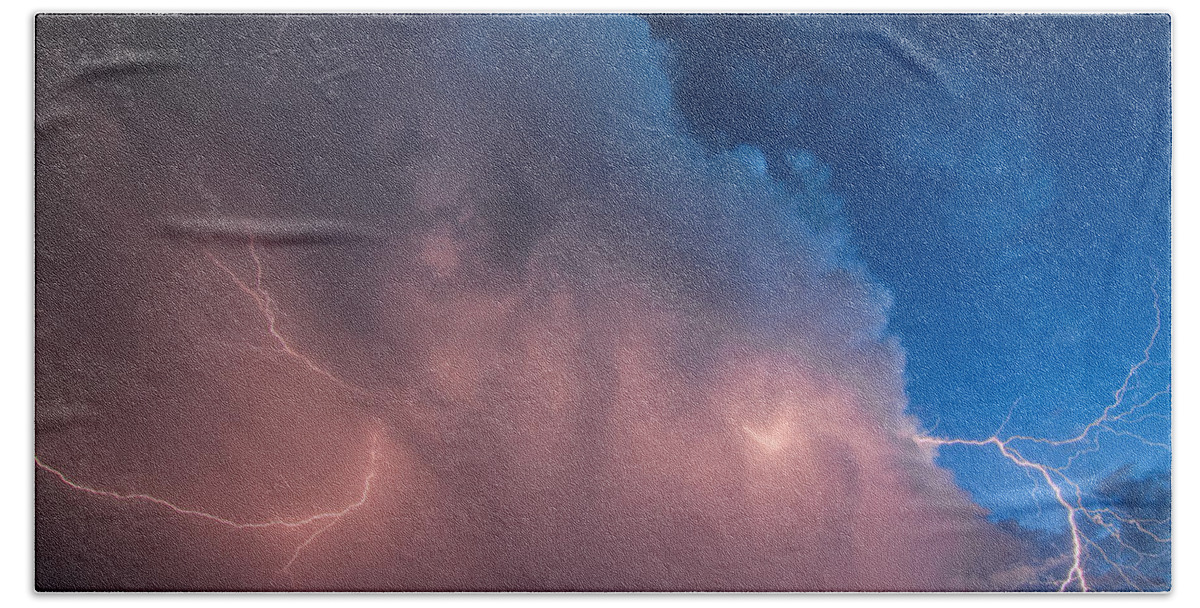 Lightning Bath Towel featuring the photograph Thunder God Approaches by Jonathan Davison