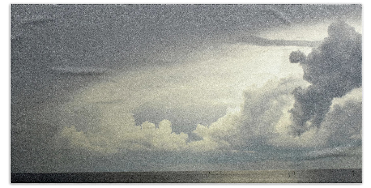 Clouds Bath Towel featuring the photograph Thunderstorm Over Lake Okeechobee by Mary Beth Angelo