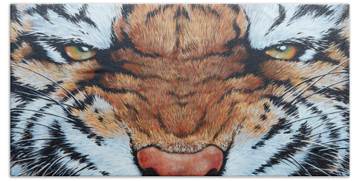 Cat Bath Towel featuring the painting Tiger Eyes by Glenn Pollard