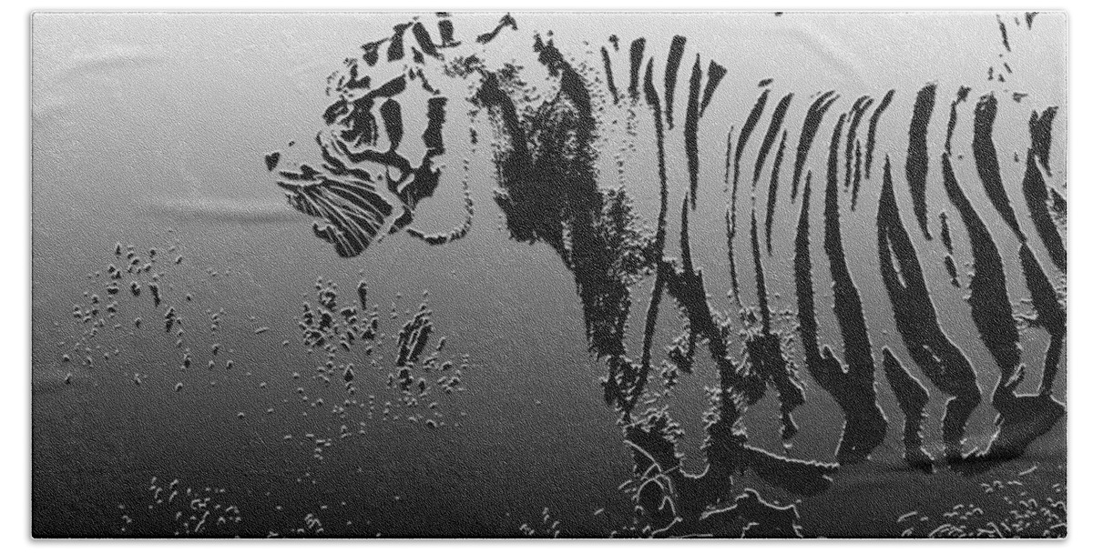 Tiger Hand Towel featuring the photograph Tiger illustration design by Chris Smith