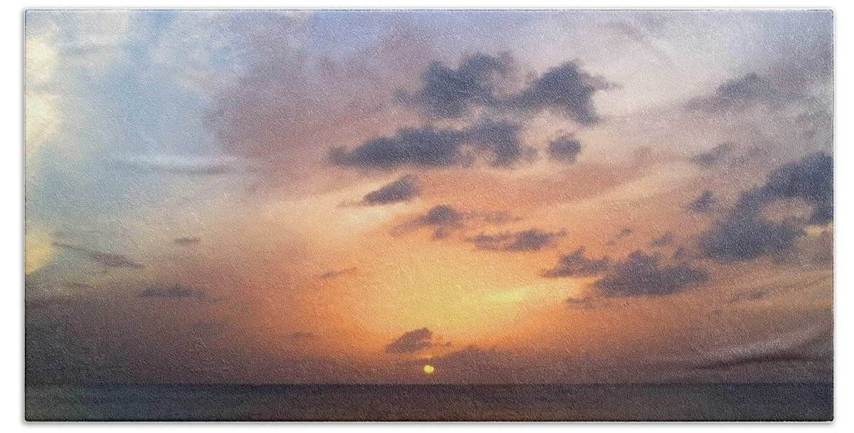 Nature Bath Towel featuring the photograph Tiki Beach Caribbean Sunset by Amy McDaniel