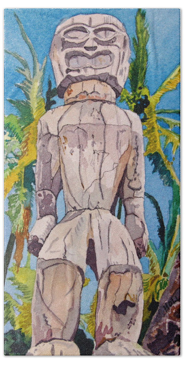 Art Hand Towel featuring the painting Tiki by Terry Holliday