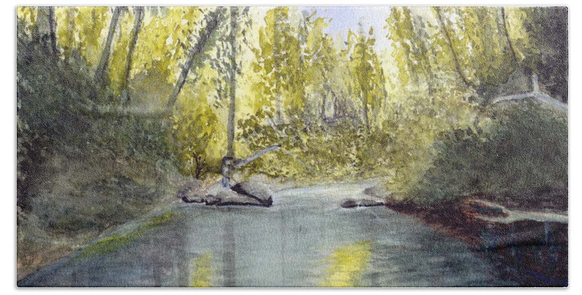 Wilson River Bath Towel featuring the painting Tillamook Fishing by Chriss Pagani